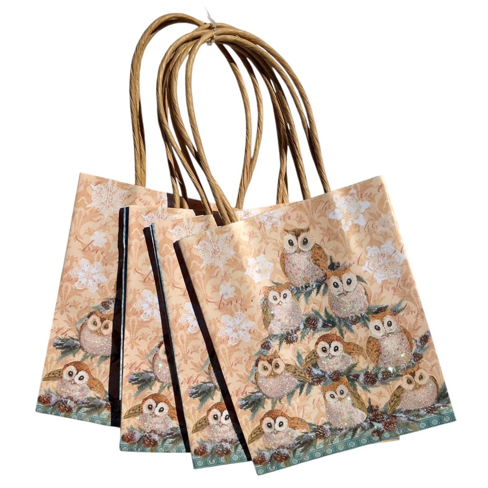 Punch Studio Owl Family Winter Gift Bags (14756), Set of 4